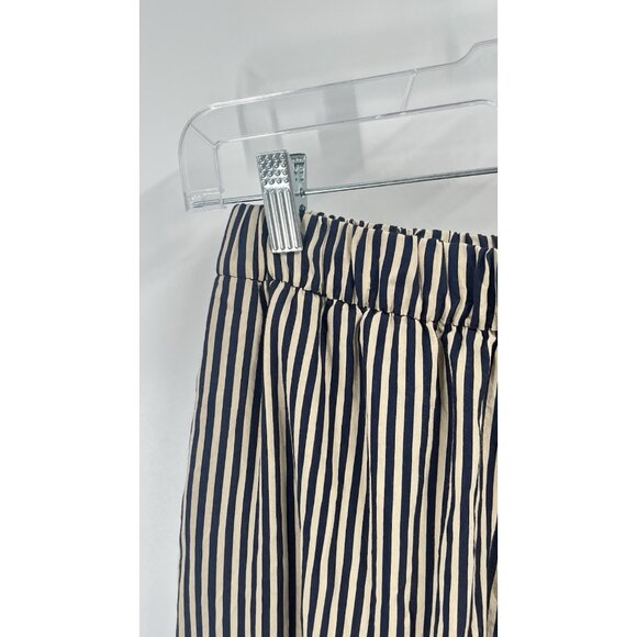 Zara Lightweight Striped Wide Leg Pull On Pants Navy Tan Sz XS Casual Flowy - Picture 4 of 7